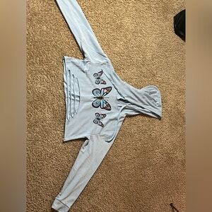 Butterfly print long sleeve cover hoodie. Blue, Worn a couple times. Size M.